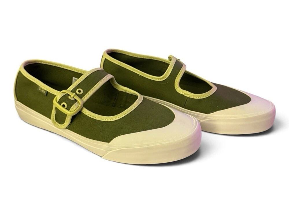 VANS Mary Jane Sneaker Ballerina Green Womens 7.5 Canvas Comfort Shoes 500714